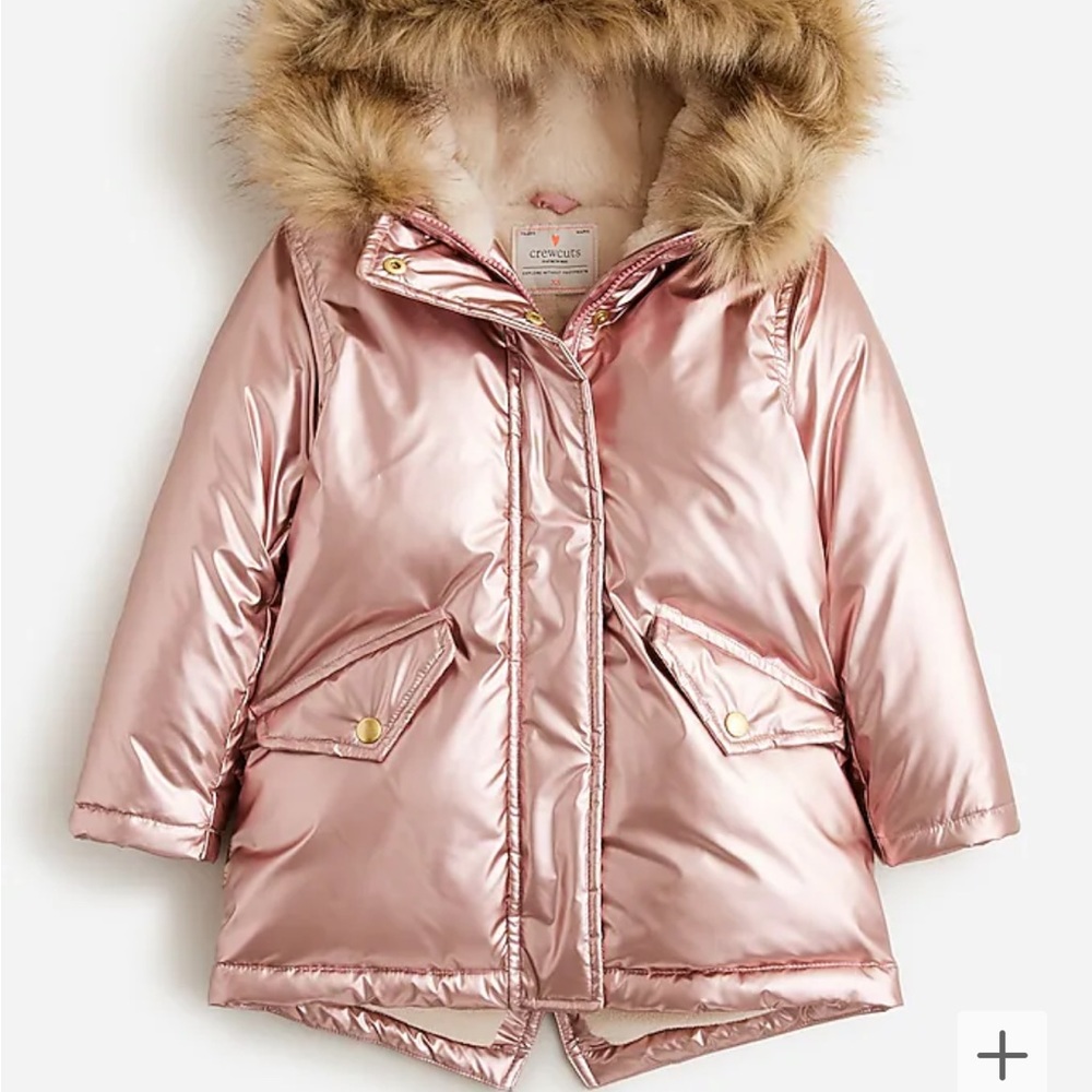J Crew girls Girls' metallic fishtail parka with PrimaLoft. size 6-7
